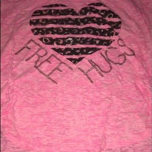 Pink free hugs crop top